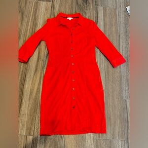 Boden Red Orange Tara Jersey Shirt Dress. Wmn’s Sz 6. EUC. Holiday. Cotton